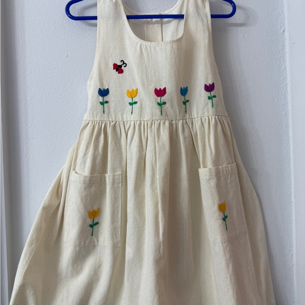 Cream Floral Embroidered Dress